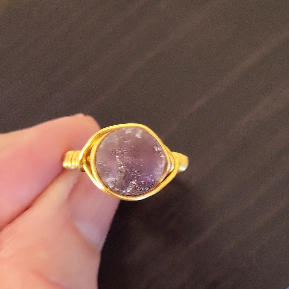 Raw Amethyst Gemstone Wire Wrap Ring